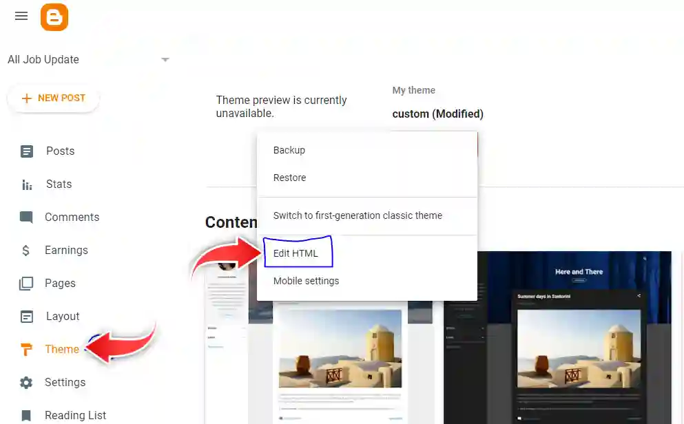 Blogger Theme edit (How to Create Contact Form Page in Blogger Blog?)